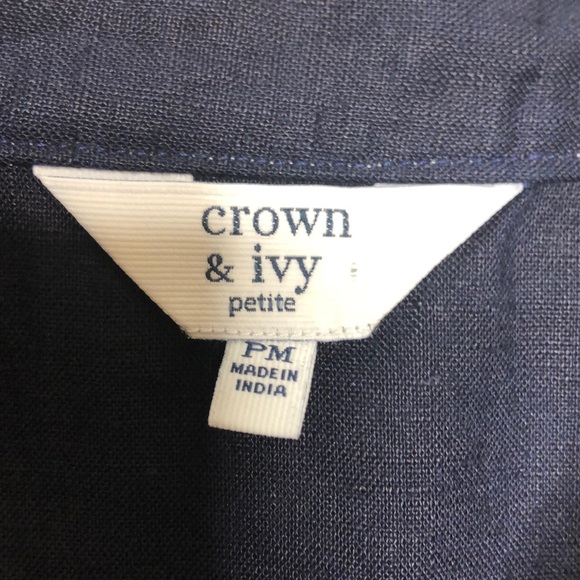 Crown And Ivy 3/4 Sleeve Blouse Top Linen Medium - Picture 4 of 7